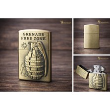 Peanelife Nostaljik Grenade Desenli Benzinli Metal Çakmak – Vintage Koleksiyon Modeli