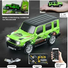 LRS Store Off Road 1/64 Ölçek Metal Işıklı Uzaktan Kumandalı Yarış Arabası-Uygulama Kontrollü Şarjlı Mini Jeep