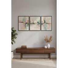 Safir Design Salon ve Antre Için Modern Geometrik Geçişli 3lü Çerçeveli Tablo Seti