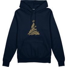 The Lucid Lab Minimal Christmas Tree Oversize Hoodie - Lacivert