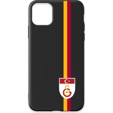 iPhone 11 Pro Max Uyumlu Galatasaray Parçalı Şerit Bayrak Arma Siyah Silikon Lisanslı Telefon Kılıfı