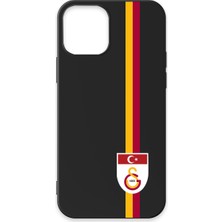 iPhone 12 Uyumlu Galatasaray Parçalı Şerit Bayrak Arma Siyah Silikon Lisanslı Telefon Kılıfı