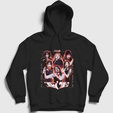 Presmono Unisex Siyah Accendio K-Pop Ive Ive Kapüşonlu Sweatshirt