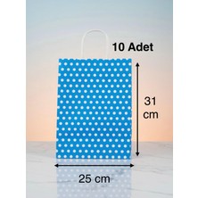 e ERTA Mavi Benekli Kraft Çanta 25X31 cm 10 Adet Hediye Poşeti ,hediye Paketi ,puantiyeli Kraft Kağıt Çanta