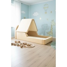 MiniWood Montessori Katlanır Çocuk Yatak Oyun Alanlı Karyola Sünger Yer Yatağı Bebek Beşik
