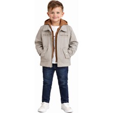 İrem Çocuk Giyim Erkek Çocuk Handc Yazılı Yağmurluk Yelek Pantolon Tişört Gri Renk Tarz Dörtlü Takım