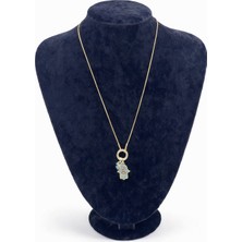 Pangu Fatma Ana Eli Nazar Figürlü Altın Renk  Çelik Kolye