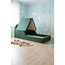 MiniWood Montessori Katlanır Çocuk Yatak Oyun Alanlı Karyola Sünger Yer Yatağı Bebek Beşik