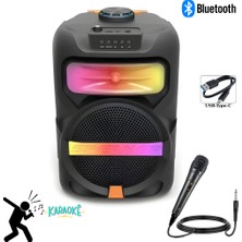 Vorex PL-4361- Platon 25W 8 Inç Bluetooth Hoparlör | USB Flash Müzik | Rgb Işıklı Karaoke Mikrofonlu