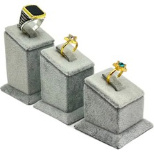 Sezgin Kutu ve Aksesuar 3 Kademe Yüzük Standı Süet Gri