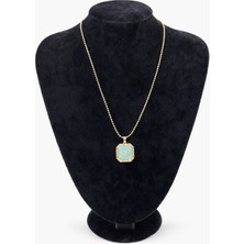 Pangu Zirkon Taşlı Mineli Yıldız Figürlü Altın Renk Çelik Kolye