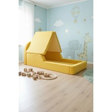 MiniWood Montessori Katlanır Çocuk Yatak Oyun Alanlı Karyola Sünger Yer Yatağı Bebek Beşik