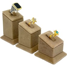 Sezgin Kutu ve Aksesuar 3 Kademe Yüzük Standı Süet Bej