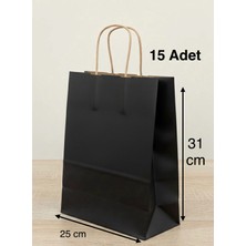 e ERTA Siyah Renkli Kraft Çanta 25X31 cm 15 Adet Hediye Poşeti , Hediye Paketi , Kraft Kağıt Çanta