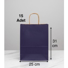 e ERTA Lacivert Renkli Kraft Çanta 25X31 cm 15 Adet Hediye Poşeti , Hediye Paketi , Kraft Kağıt Çanta