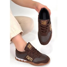 OEY Fashions Marje Kahverengi Cilt Bağcıklı Spor Ayakkabı