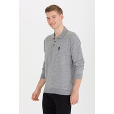 U.S. Polo Assn. Erkek Gri Melanj Polo Yaka Triko Kazak 50257694-VR086