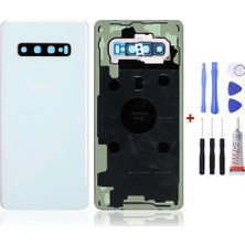 Yedcom Samsung S10 5g Beyaz Uyumlu Arka Cam Kapak Pil Kapağı Tamir Set Beraber