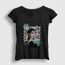 Presmono Kadın Siyah Celebrity Lee Ji Eun Iu Iu T-Shirt