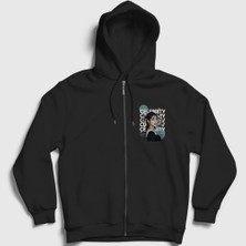 Presmono Unisex Siyah Celebrity Lee Ji Eun Iu Iu Fermuarlı Kapüşonlu Sweatshirt