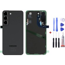 Yedcom Samsung S22 Plus Siyah Uyumlu Arka Cam Kapak Pil Kapağı Tamir Set Beraber