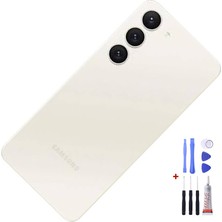 Yedcom Samsung S23 Beyaz Uyumlu Arka Cam Kapak Pil Kapağı Tamir Set Beraber