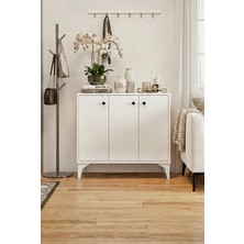 Robeve 3 Kapaklı Beyaz Ayakkabılık – Geniş Iç Hacimli, Modern Tasarımlı Ayakkabı Dolabı – Dayanıklı Gövdeli, Minimalist Ev & Antre Ayakkabılığı Çok Amaçlı Dolap Geniş Dolap