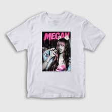 Presmono Unisex Çocuk Beyaz Cat Claw Megan Katseye T-Shirt