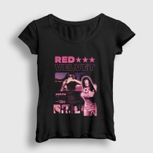 Presmono Kadın Siyah Irene Seulgi Wendy Yeri Joy Red Velvet T-Shirt