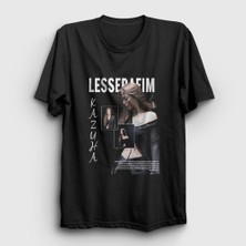 Presmono Unisex Siyah Kazuha K-Pop Le Sserafim T-Shirt