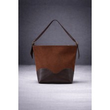 World Star Kahverengi Süet Gövde Pu Deri Taban Detaylı Ayarlanabilir Kemer Askılı Kadın Omuz Çantası