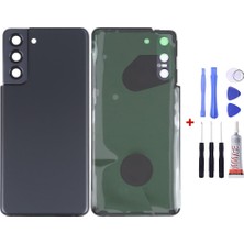 Yedcom Samsung S21 Siyah Uyumlu Arka Cam Kapak Pil Kapağı Tamir Set Beraber