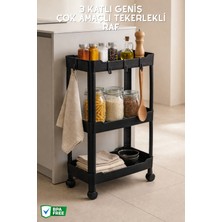 Nandy Home 3 Katlı Geniş, Tekerlekli Düzenleyici Raf, Çok Amaçlı Tekerlekli Organizer
