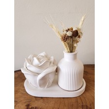 Özalp Decor Gül Biblo Dekoratif Tabak -Vazo Set El Yapımı Modern Obje