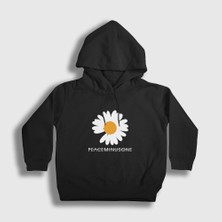 Presmono Unisex Çocuk Siyah Daisy Peaceminusone G-Dragon Kapüşonlu Sweatshirt