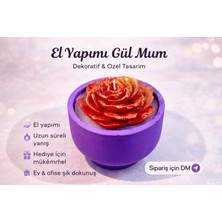 Rosealya Purple And Rose-El Yapımı-Gül Mum