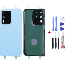 Yedcom Samsung S20 Ultra Mavi Uyumlu Arka Cam Kapak Pil Kapağı Tamir Set Beraber