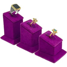 Sezgin Kutu ve Aksesuar 3 Kademe Yüzük Standı Süet Mor