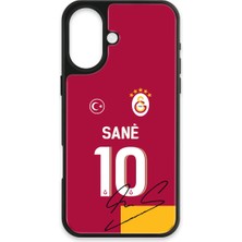 iPhone 16 Uyumlu Galatasaray Leroy Sane Parçalı Forma Imzalı Cam Lisanslı Telefon Kılıfı