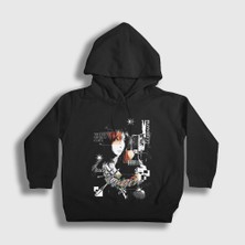 Presmono Unisex Çocuk Siyah Huh Yunjin Different Le Sserafim Kapüşonlu Sweatshirt