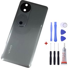 Yedcom Vivo V40 Siyah Arka Cam Kapak Pil Kapağı Tamir Set Beraber