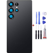 Yedcom Samsung S25 Ultra Titanyum Siyah Uyumlu Arka Cam Kapak Pil Kapağı Tamir Set Beraber