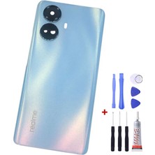 Yedcom Realme 10 Pro Plus Mavi Arka Cam Kapak Pil Kapağı Tamir Set Beraber