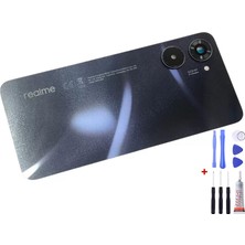Yedcom Realme 10 Siyah Arka Cam Kapak Pil Kapağı Tamir Set Beraber