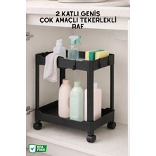 Nandy Home 2 Katlı Geniş, Çok Amaçlı, Tekerlekli Düzenleyici Raf, Evye Altı Organizer