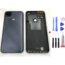 Yedcom Realme C25 Siyah Arka Cam Kapak Pil Kapağı Tamir Set Beraber