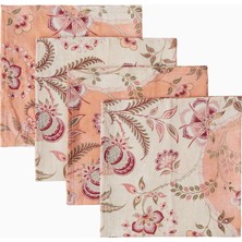 Cabana Asli 4’lü Çiçek Desenli Keten Peçete Seti