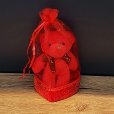 Shoplet Buğz Kırmızı Hediyelik Kese Içinde Ayıcık