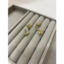 Hilar Aksesuar Taşlı Yılan Ear Cuff,taşlı Ayarlanabilir Yüzük Seti
