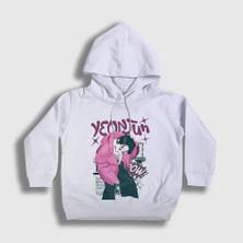 Presmono Unisex Çocuk Beyaz Yeonjun Tomorrow x Tomorrow Kapüşonlu Sweatshirt
